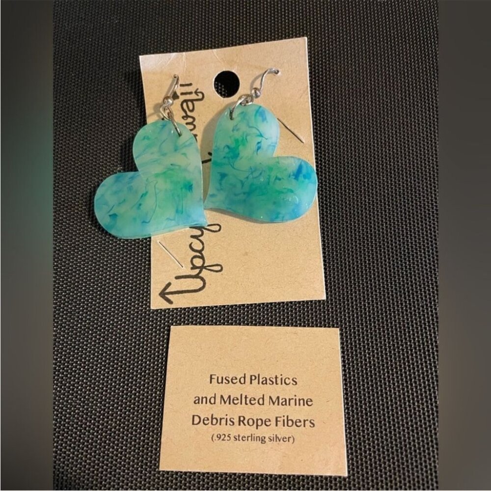 BRAND NEW Hand Made Silver Eco-Friendly Hawaiian Islands Marine Debris Earrings